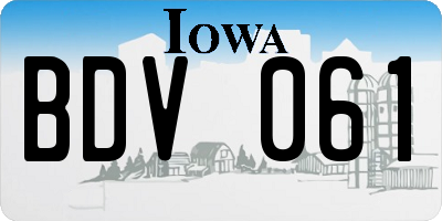 IA license plate BDV061