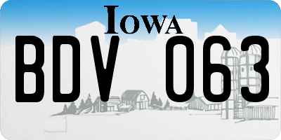 IA license plate BDV063