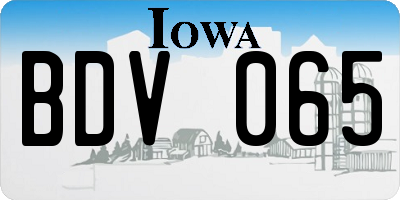 IA license plate BDV065