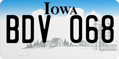 IA license plate BDV068