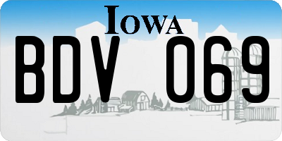 IA license plate BDV069