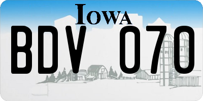 IA license plate BDV070