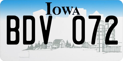 IA license plate BDV072