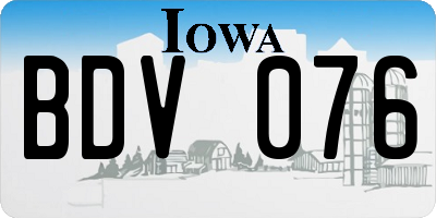 IA license plate BDV076
