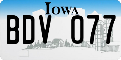 IA license plate BDV077