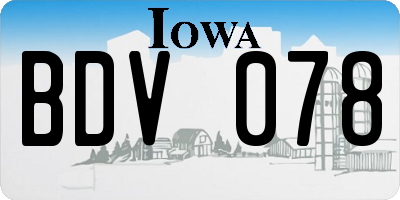 IA license plate BDV078
