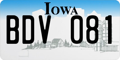 IA license plate BDV081