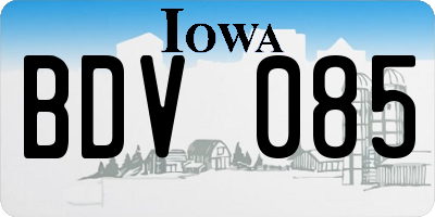 IA license plate BDV085