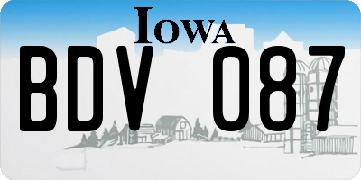 IA license plate BDV087