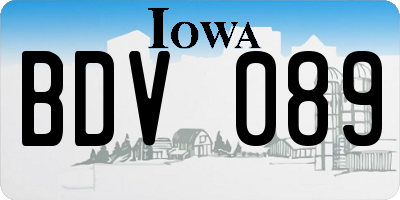 IA license plate BDV089