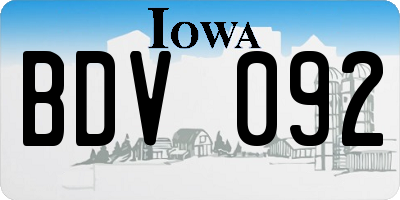 IA license plate BDV092