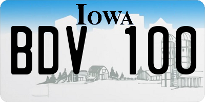 IA license plate BDV100