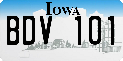 IA license plate BDV101