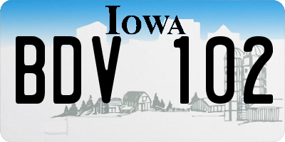 IA license plate BDV102