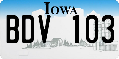 IA license plate BDV103