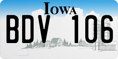 IA license plate BDV106