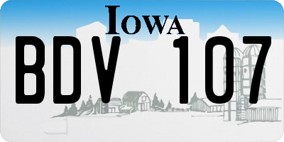IA license plate BDV107