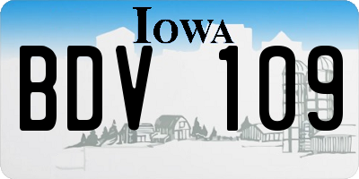 IA license plate BDV109