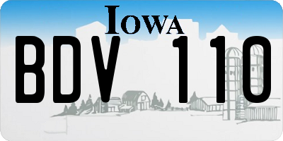 IA license plate BDV110