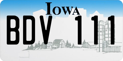 IA license plate BDV111