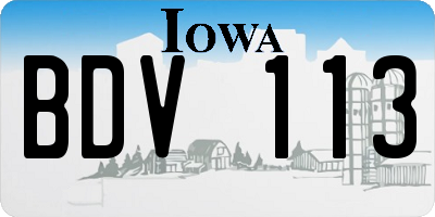 IA license plate BDV113
