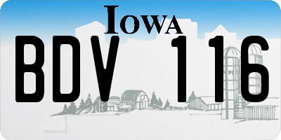 IA license plate BDV116