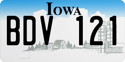 IA license plate BDV121