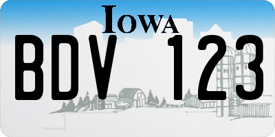 IA license plate BDV123