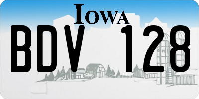 IA license plate BDV128