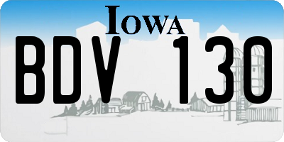 IA license plate BDV130