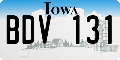 IA license plate BDV131