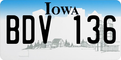 IA license plate BDV136
