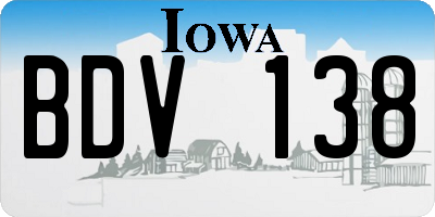 IA license plate BDV138