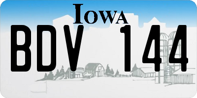 IA license plate BDV144