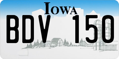 IA license plate BDV150