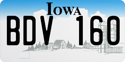 IA license plate BDV160