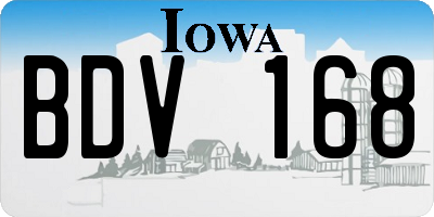 IA license plate BDV168