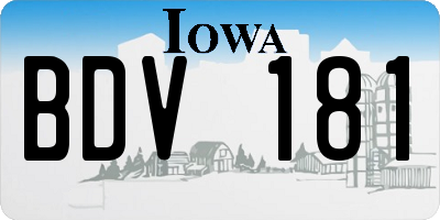 IA license plate BDV181