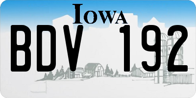 IA license plate BDV192