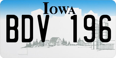 IA license plate BDV196