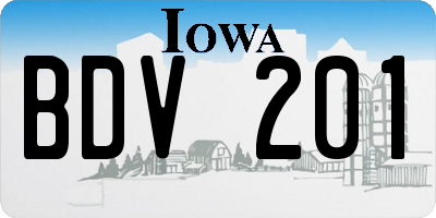 IA license plate BDV201