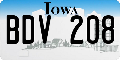 IA license plate BDV208