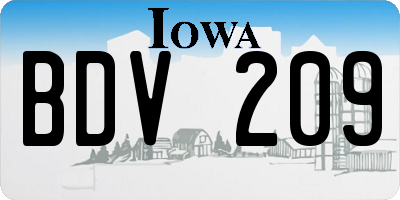 IA license plate BDV209