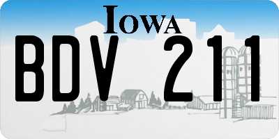 IA license plate BDV211