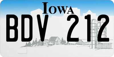 IA license plate BDV212