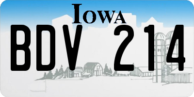 IA license plate BDV214