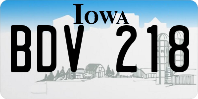 IA license plate BDV218