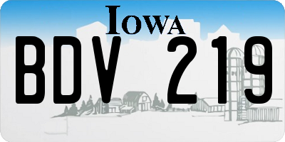 IA license plate BDV219