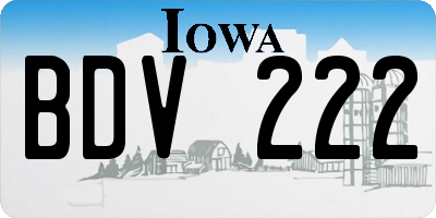 IA license plate BDV222