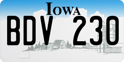 IA license plate BDV230
